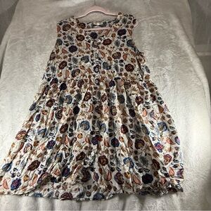 Bobeau Floral Midi Dress - White and Multicolor